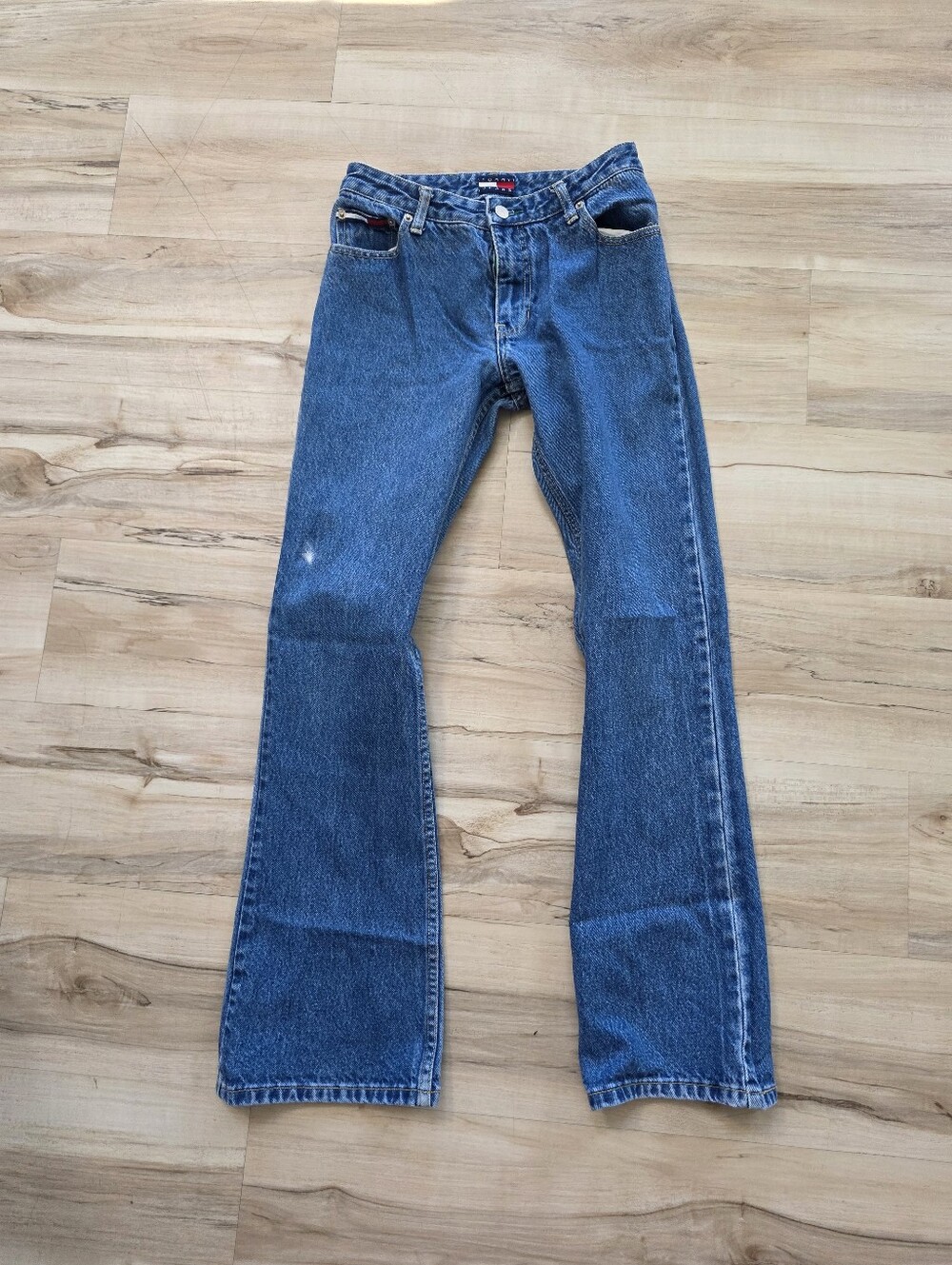 Vtg 90s Tommy Jeans Hipster Flare Denim Blue Jeans Size 3 Macao Mid Rise